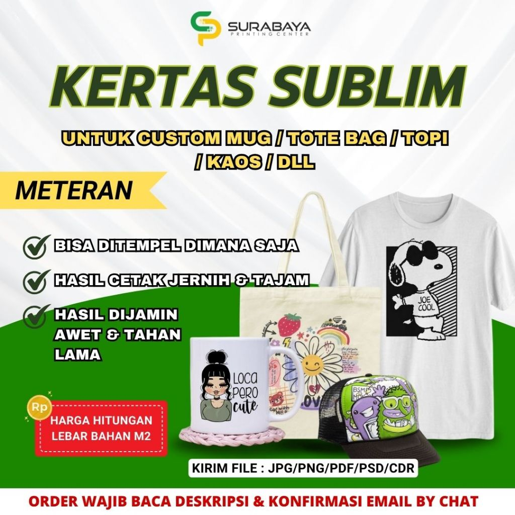 

[KERTAS SUBLIM] CETAK KERTAS SUBLIM / TRANSFER PAPER / UNTUK CUSTOM MUG / CUSTOM LANYARD / KUSTOM TOPI / CUSTOM BAJU SENDIRI 80 GR METERAN