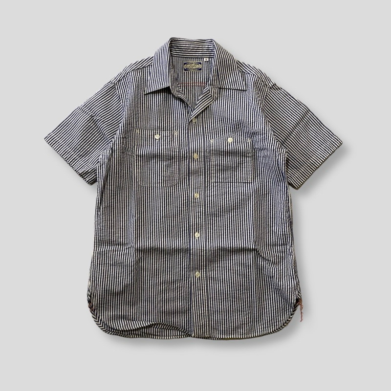 sugar cane stripe hickory seersucker shirt