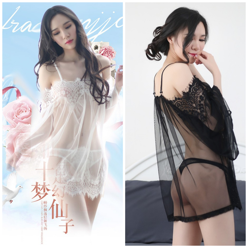 [oddsolshop] pekanbaru/Lingerie Set (Dress, CD/Celana Dalam) Model Babydoll Lengan Panjang - 764