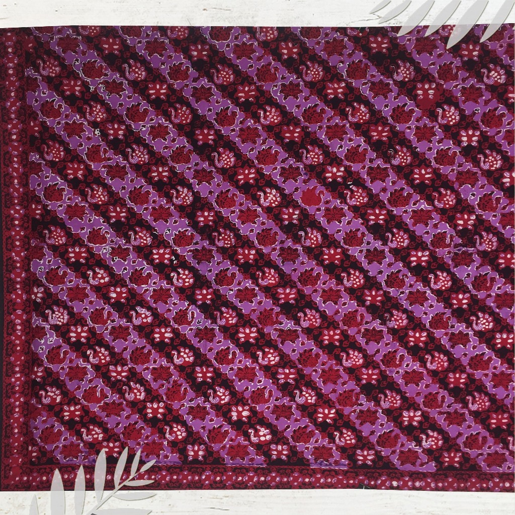 Batik jambi motif angso rantai ungu kombinasi | dasar bahan baju (Panjang.2m Lebar.105cm)