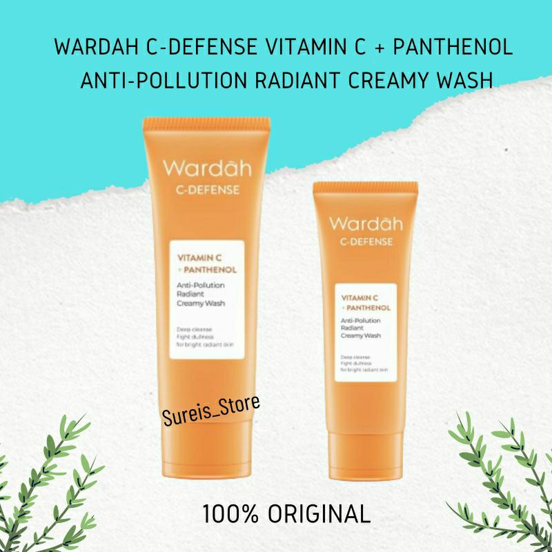 Wardah C-Defense Energizing Creamy Wash Pembersih Wajah dengan Vit C Sabun Cuci Muka Wardah
