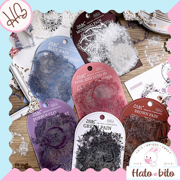 

1 set isi 30 pcs sticker plant border transparent deco stiker frame transparan bentuk bunga tumbuhan vintage retro estetik HB1775