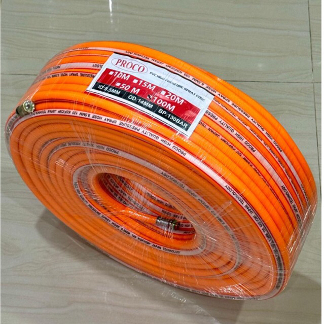 PROCO OREN 100 METER selang angin kompresor ( 5/16 inci ) 8.5 x 100meter high pressure hose 100 m