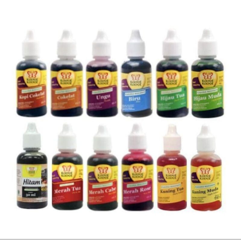 

Pewarna Makanan Koepoe Koepoe 30ml - 12 Variasi Warna Lengkap