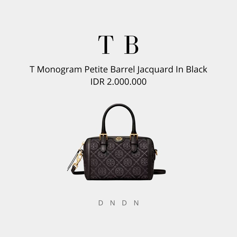 T Monogram Petite Barrel Jacquard In Black