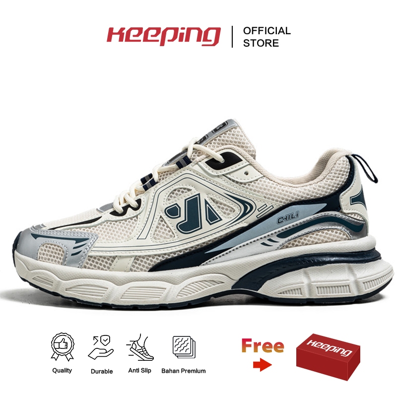 Keeping Sepatu Sneakers Pria Original Sepatu Cowok Biru Sepatu Olahraga Sport Running Shoes KSR729