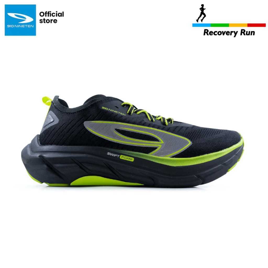 910 Nineten Hiroshi RN-Lite Sepatu Lari - Hitam/Hijau/Neon