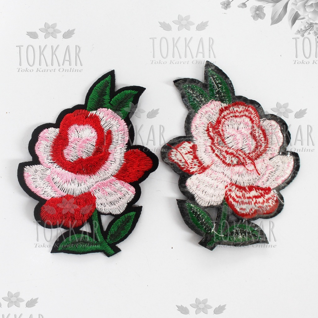 (Per Pcs) AP717 Iron Patch Bunga Mawar Cantik / Bordiran Tempel Setrika Bunga Mawar