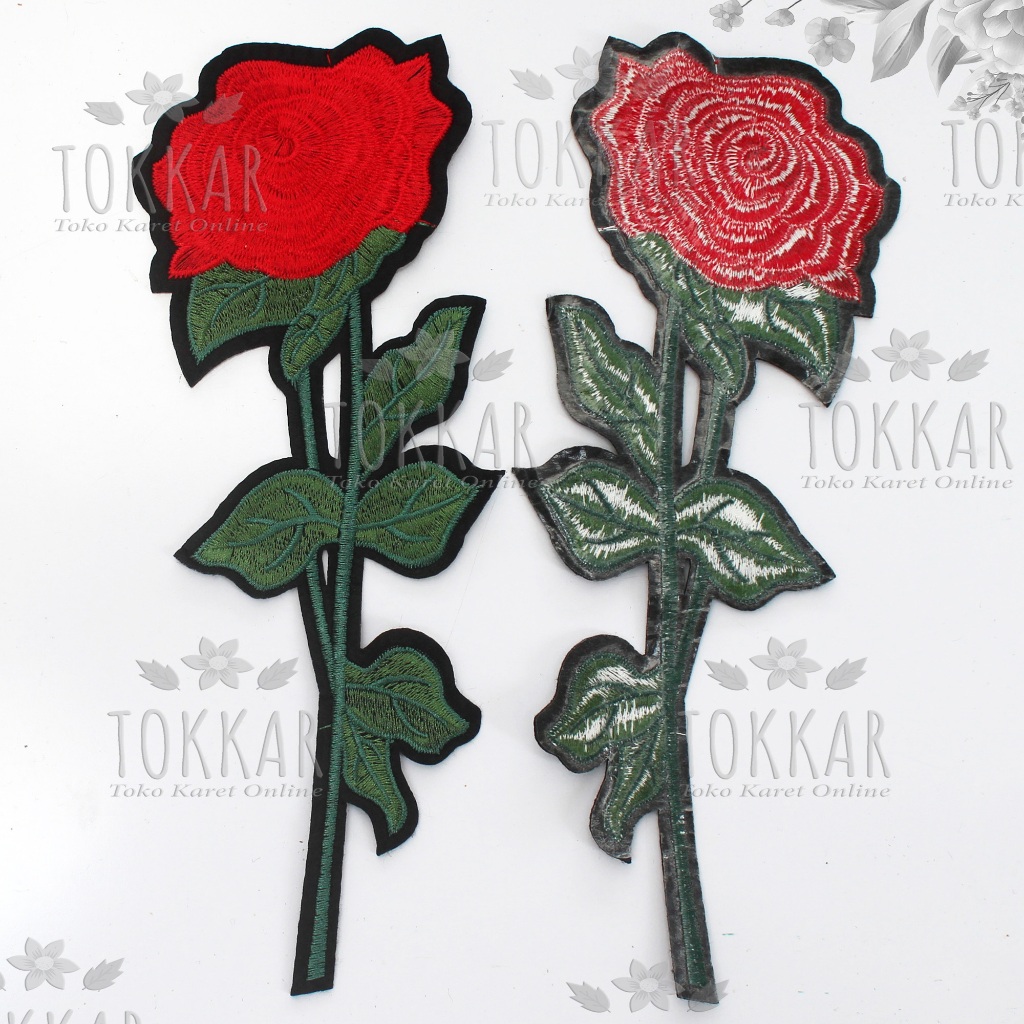 (Per Pcs) AP720 Patch Bunga Mawar Cantik / Patch Bordir Setrika Bunga Mawar / Bordir Tempel Setrika