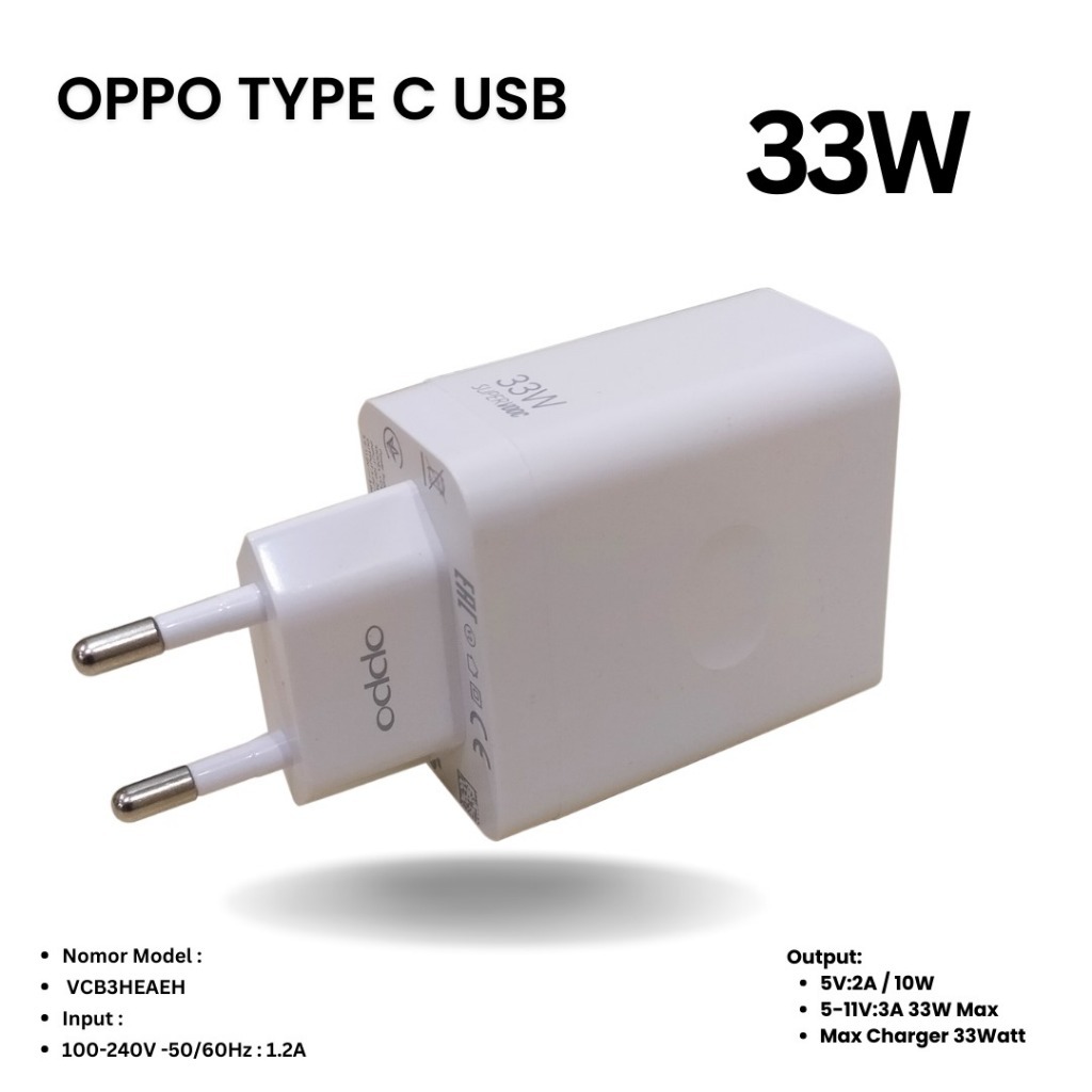 Ready Stok Charger Oppo 33W Charger Realme 33W Super Vooc Type C New