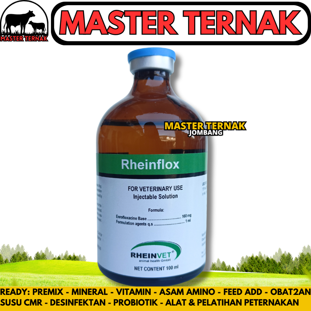 RHEINFLOX 100ML RHEINVET - Enrofloxacin 10% Obat Antibiotik Pernafasan dan Pencernaan Hewan Ampuh