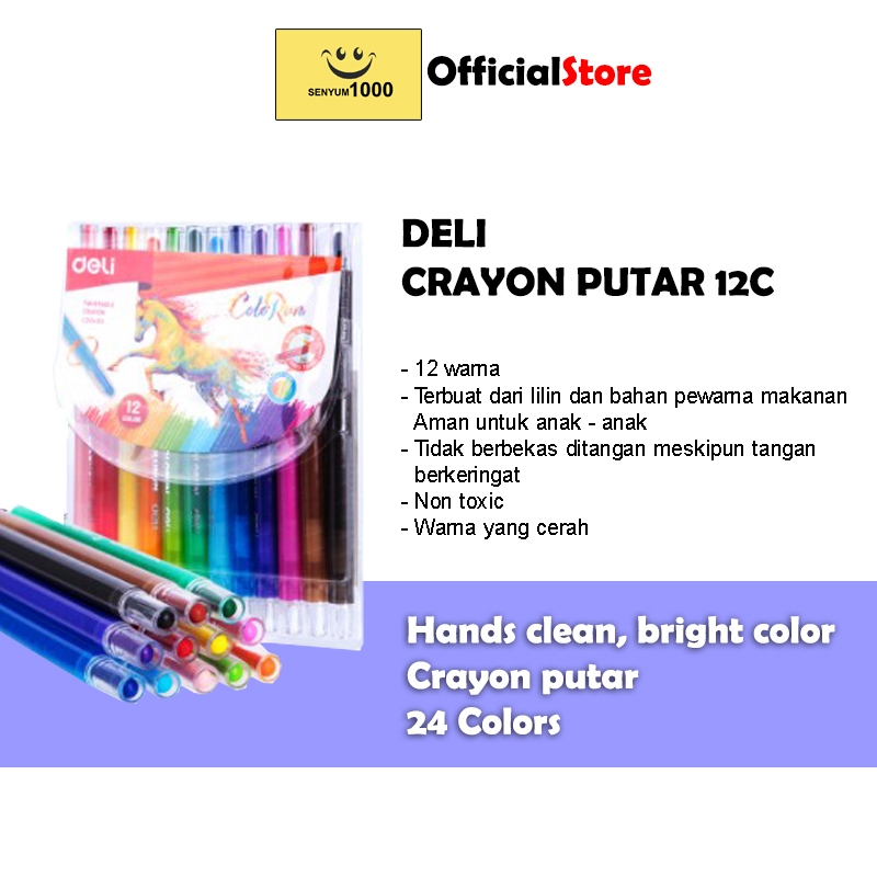 

Deli Crayon Putar 12warna Twistable Crayon 12colour Anti Kotor EC20403