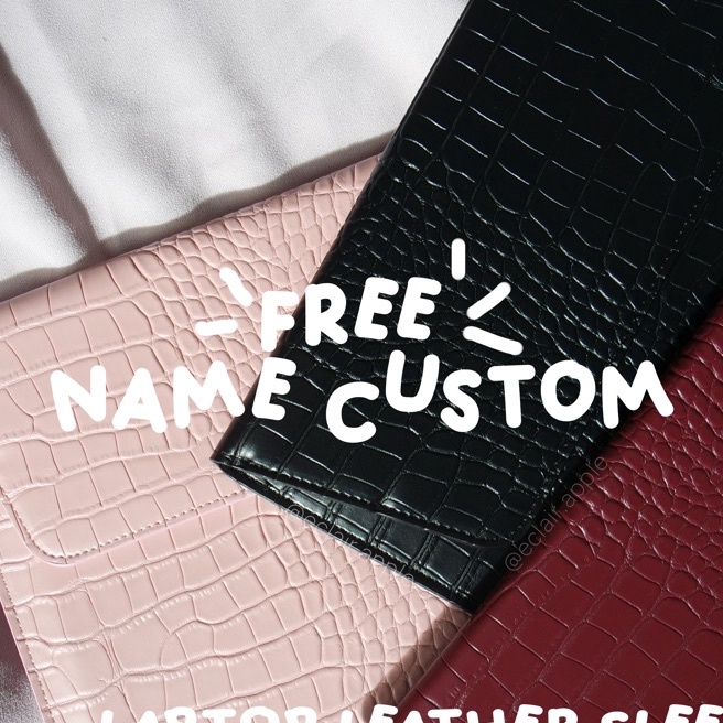 Bonuskan Leather Sleeve Sarung Tas Laptop Coklat Maroon Hitam Black wine Lilac blue mint grey croco 