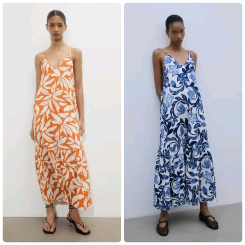Hm maxy flowy white dress/ B+anana Rep white maxy linen dress / H#M maxy flounce classic blue floral