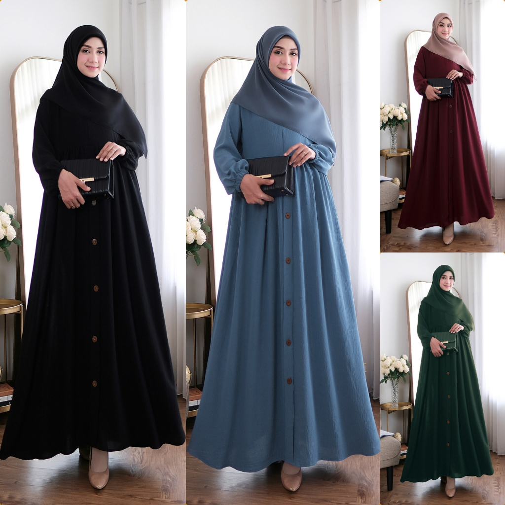 Gamis Crinkle GZ0514/ Gamis Remaja/ Gamis Jumbo/ Gamis Kancing/ Gamis Polos/ Gamis Daily