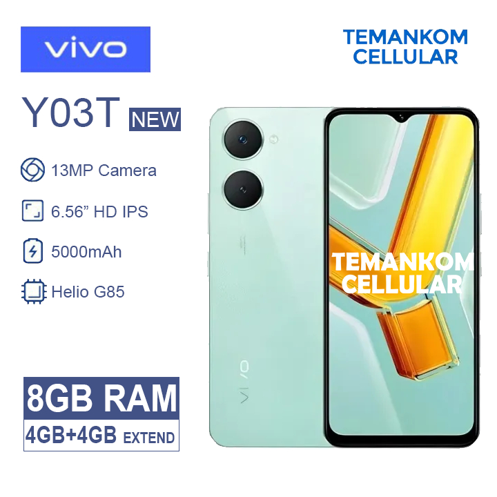 Vivo Y03T 8GB Y03 T RAM 4+4 4GB 64GB Baru Pengganti Y02 Murah Garansi RESMI