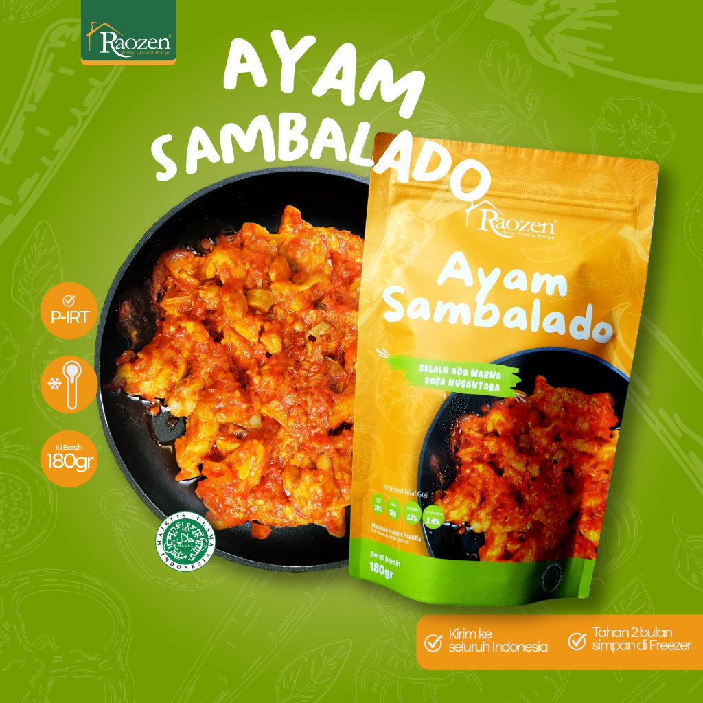 

Raozen Ayam Sambalado Full - Ayam Sambal Balado Pedas Gurih Dengan Daging Ayam Jantan Premium 180gr