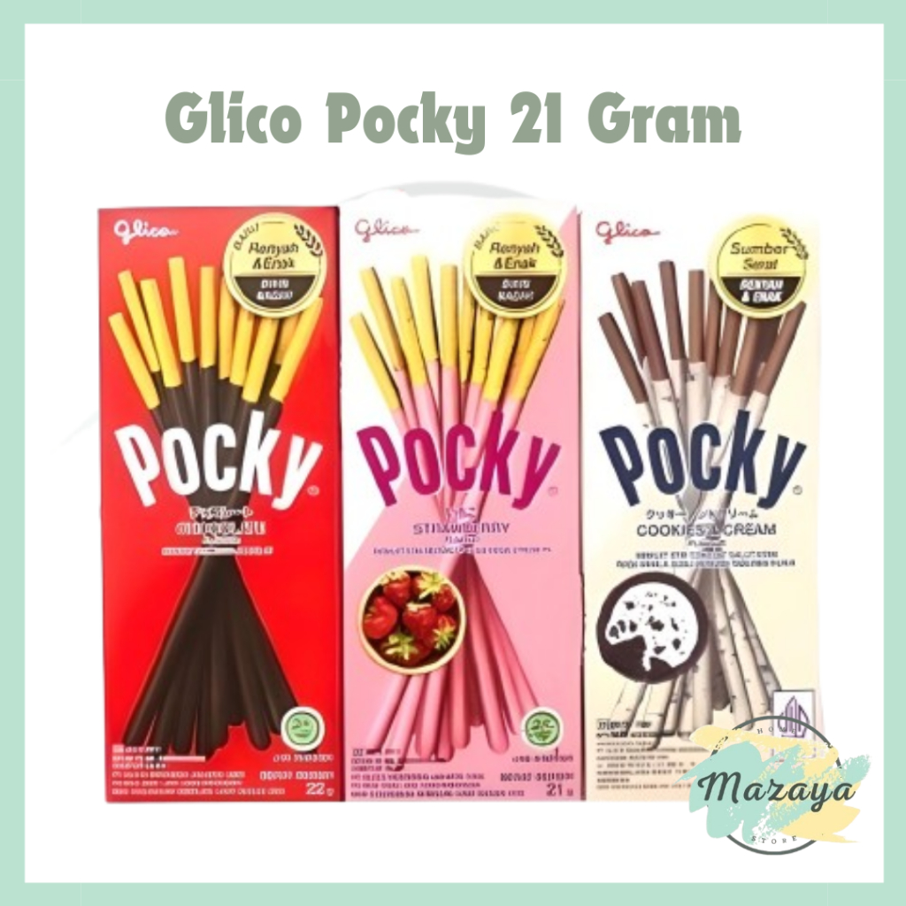 

POCKY STRAWBERRY | CHOCOLATE | COOKIES & CREAM FLAVOUR BISKUIT STICK KEMASAN 21 GR - MAZAYA HOMESTORE