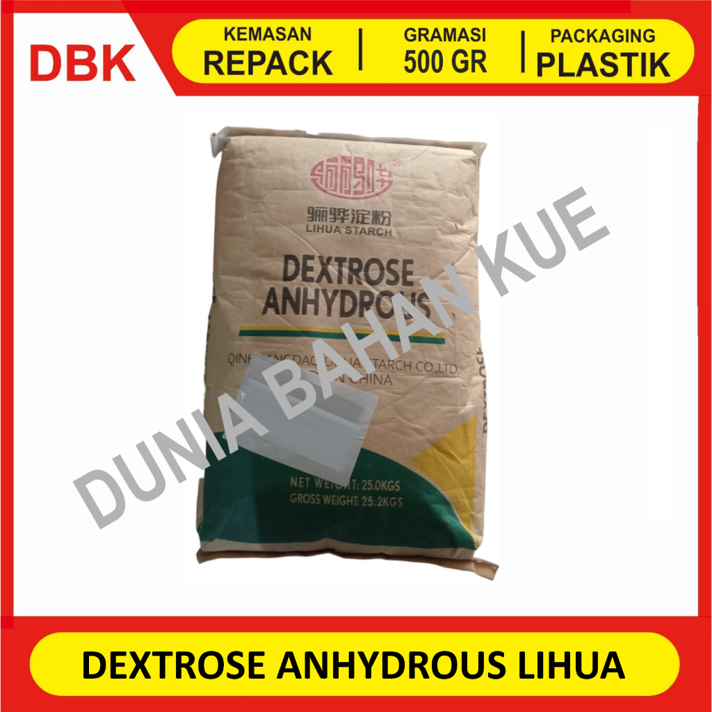 

DEXTROSE ANHYDROUS LIHUA FOOD GRADE GULA DINGIN - 500 GR / DEXTROSE GULA DONAT