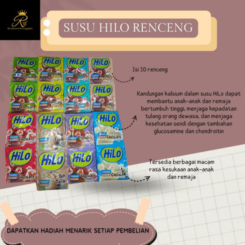 

[Per Renceng] Susu Hilo 1 Renceng isi 10sachet / Hilo Aneka Rasa / Susu Hilo Murah Renteng