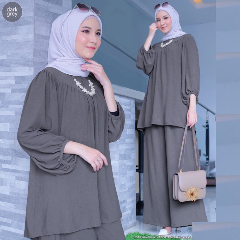 Setelan Jumbo LD 130 Wanita Crinkle Airflow Premium