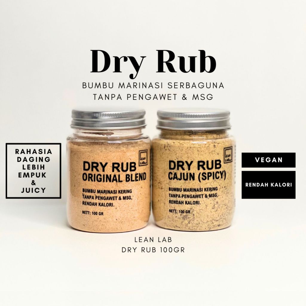 

Bumbu Masak Dry Rub Marinasi Rendah Kalori Leanlab Bundle 100g x2 (Original/Cajun/Teriyaki)