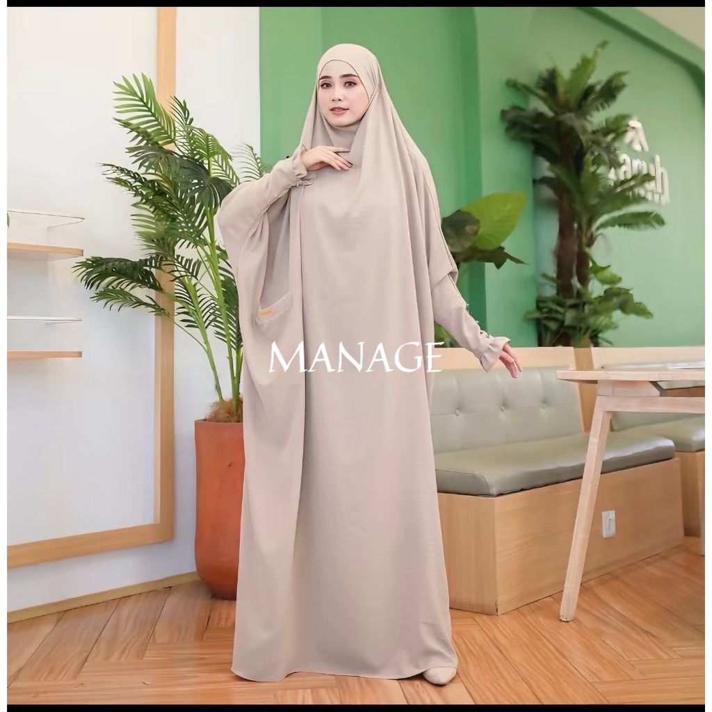 HEMAT LUAR BIASA Ziran Abaya French Khimar Jumbo ( FREE CADAR BANDANA ) Muslim syari baju umroh