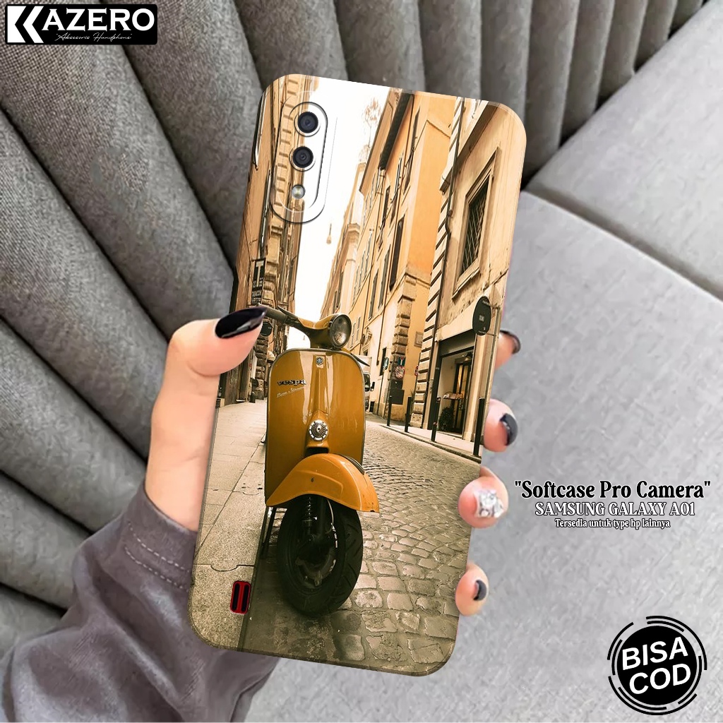 KAZERO - Case Hp Samsung Galaxy A01 - Fashion Case Vespa - Pro Camera - Softcase Samsung Galaxy A01 