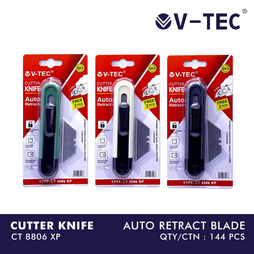 

V Tec Cutter Knife Pisau Pemotong Pengunci Otomatis
