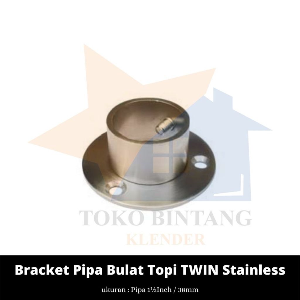 Bracket Pipa Bulat Topi Twin 38mm (1½') Stainless (psg)