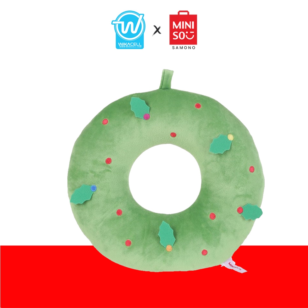 Miniso Pillow Christmas Wreath Plush/Bantal Miniso Karangan Bunga Natal Mewah