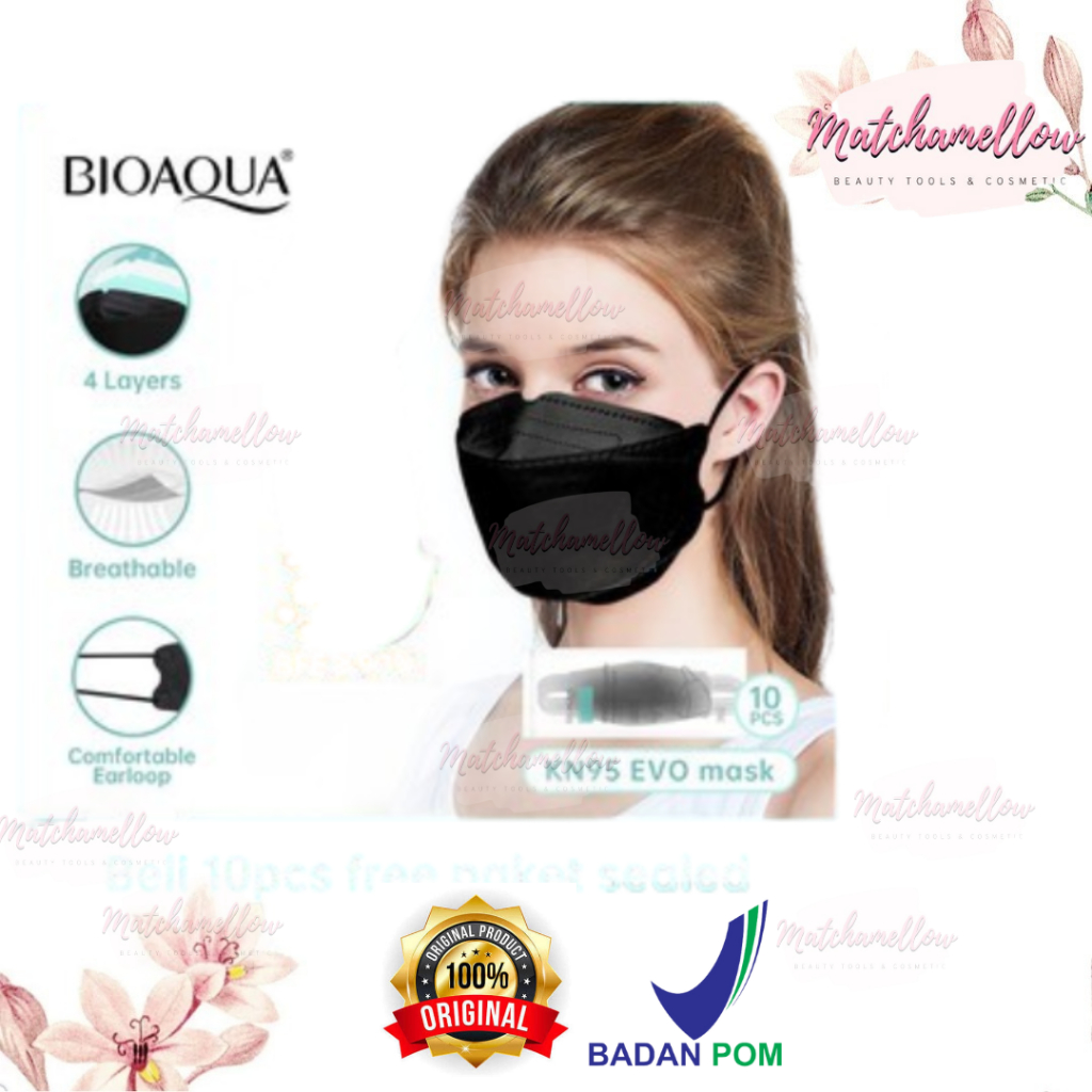 ❄️MATCHA❄️ [ ISI 10 PCS ] BIOAQUA MASKER WAJAH KN95 4PLY DISPOSABLE - MASKER EVO