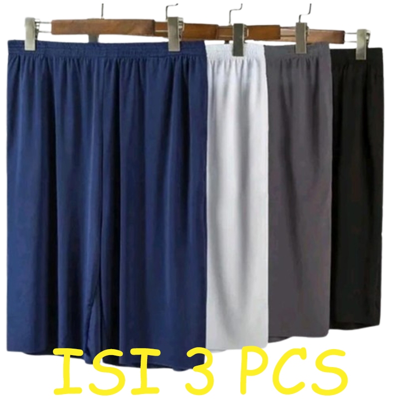 Promo Isi 3 Pcs Celana Pendek Wanita Santai Jumbo Bahan kaos Rayon /Celamis Dalamis Rumahan Selutut
