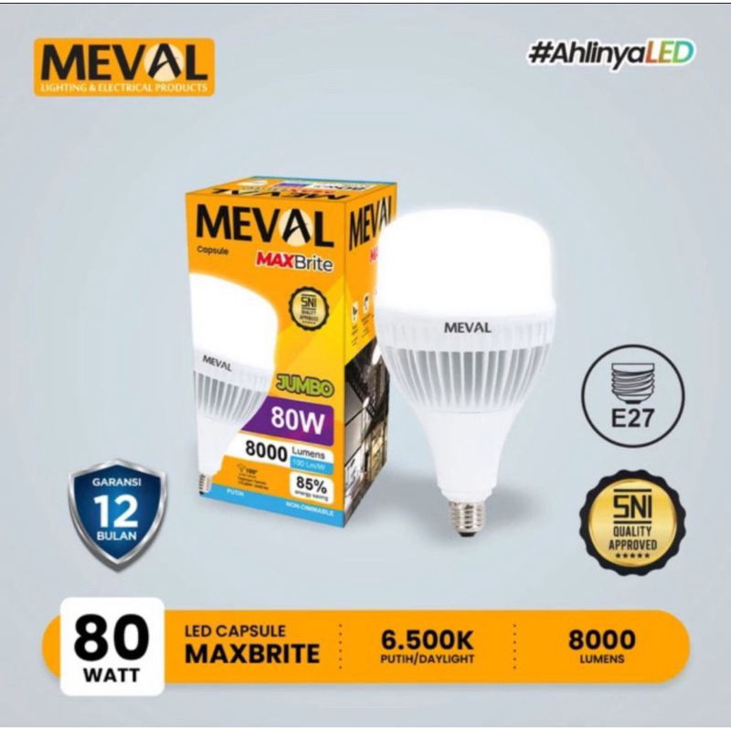 Lampu Led Meval MaxBrite 80watt Putih E27-E40