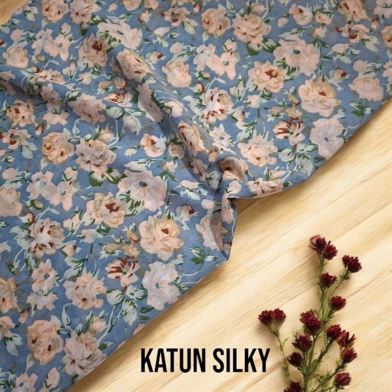 kain katun motif bunga / kain katun silky motif bunga