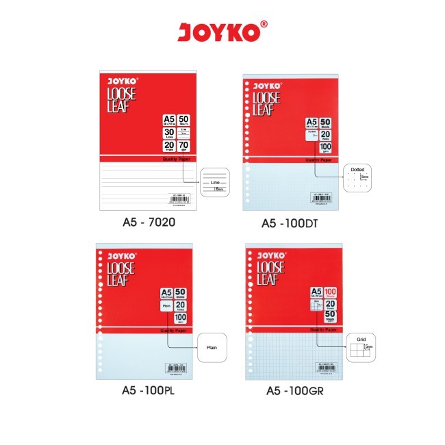 

ISI KERTAS BINDER NOTE LOOSE LEAF JOYKO A5