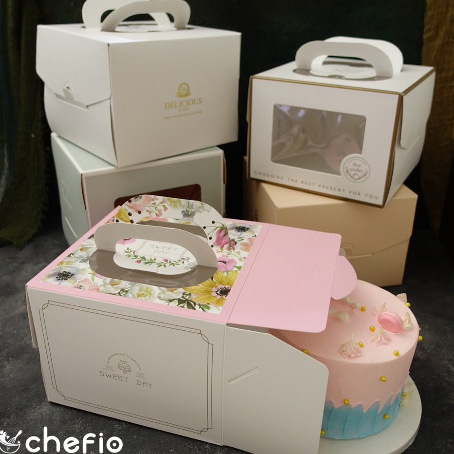 TERDAHSYAT Cake Box Mika Handle Kotak Kue Tart Ulang Tahun Dus TinggiBoxKado
