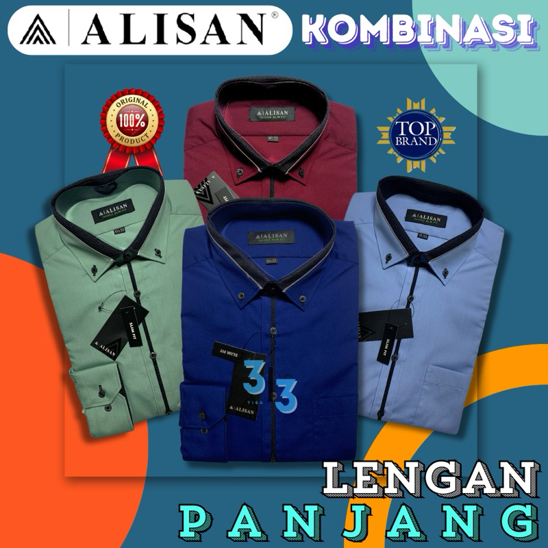 Kemeja ALISAN POLOS SPECIAL KOMBINASI SLIM FIT Lengan Panjang ORIGINAL