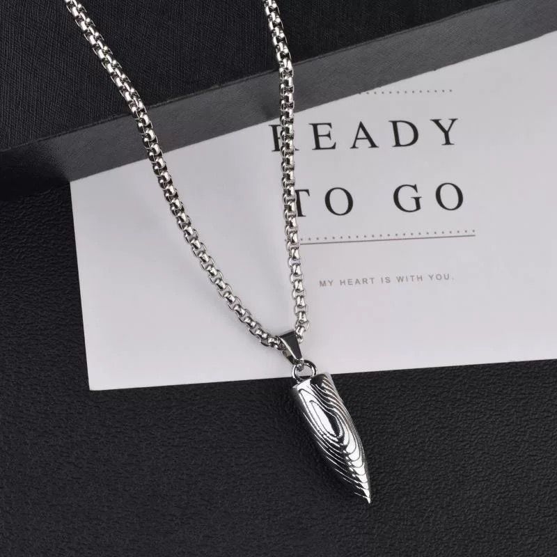 Kalung Titanium Pria Wanita Liontin Peluru Anti Karat Cowok Cewek Keren Stainless Steel