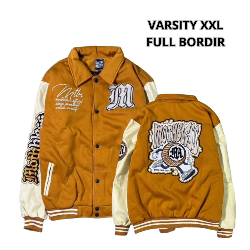 JAKET BASEBALL VARSITY XXL - JAKET PRIA XL XXL VARSITY JUMBO BIG SIZE XXL - JAKET PRIA VARSITY BORDI