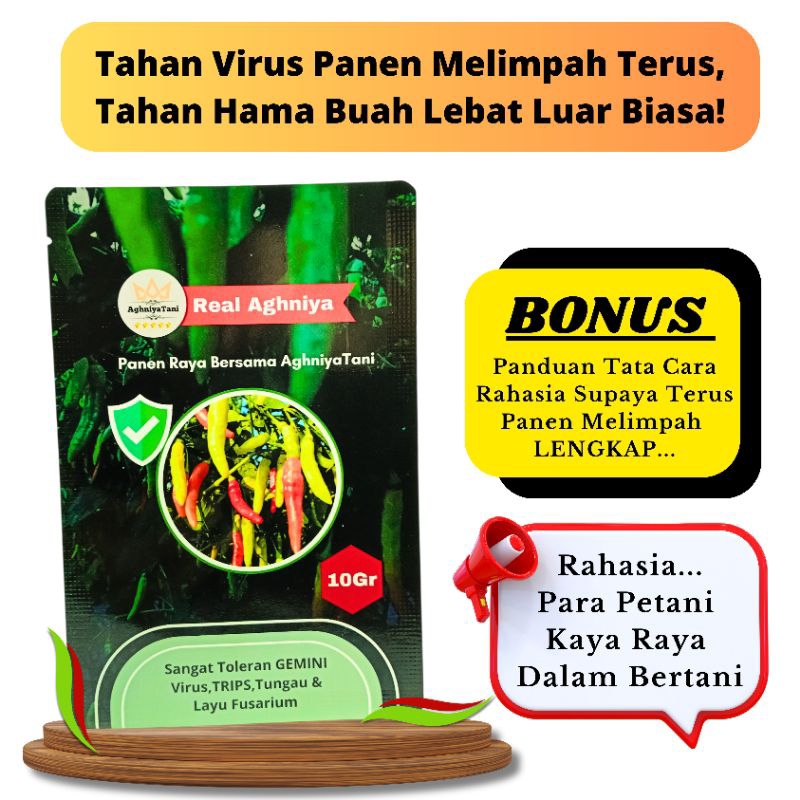 AghniyaTani - Benih Cabe/Cabai Rawit MERAH MERUNDUK tipe Merunduk Real Aghniya 10 Gram Buah CABAI Su