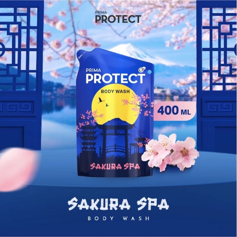 Prima Protect+ Sakura SPA 400 ml / Sabun Cair Prima Protect+ Sakura SPA / Sabun Mandi Cair
