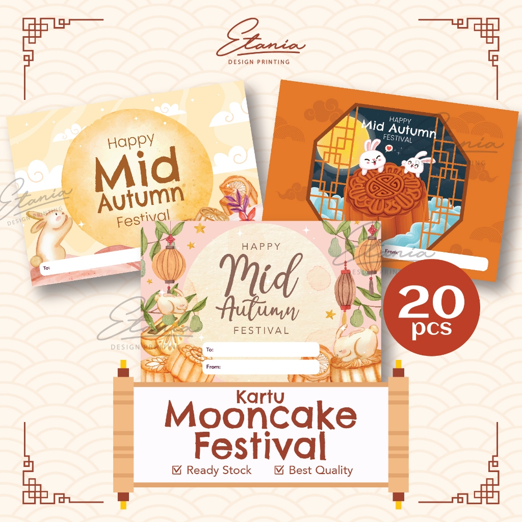 Greeting Card Mooncake Festival/ Kartu Mid-Autumn Festival/ Kartu Mooncake