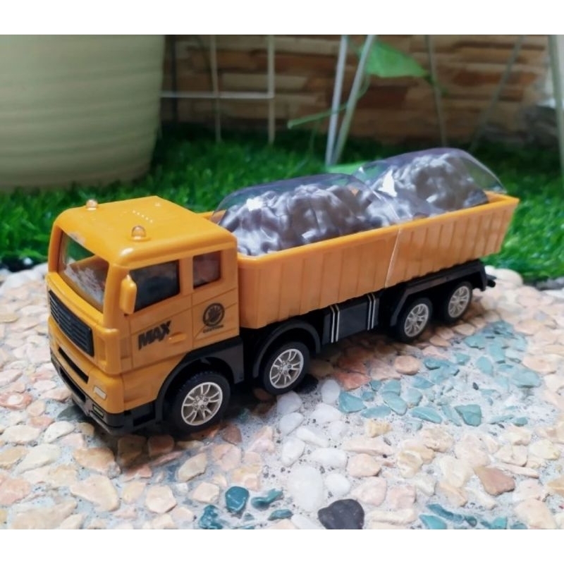 Mainan diecast mobil dump truk batu metal pullback - miniatur mobil truk kontruksi alloy