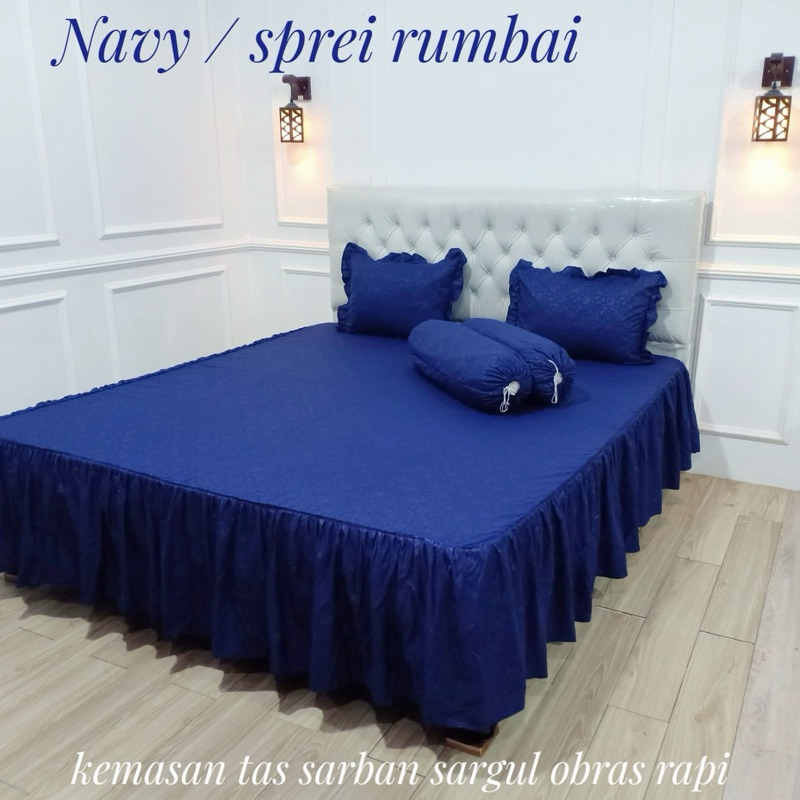 bisa cod sprei RUMBAI POLOS EMBOS WARNA NAVY rempel motif 180 x 200 sprai motif emboss 160x200 susun