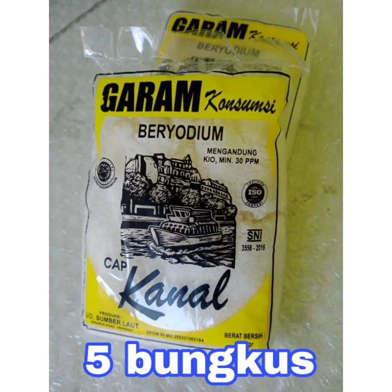 

(5 BUNGKUS GARAM KANAL) garam meja / garam dapur kanal 200 gram