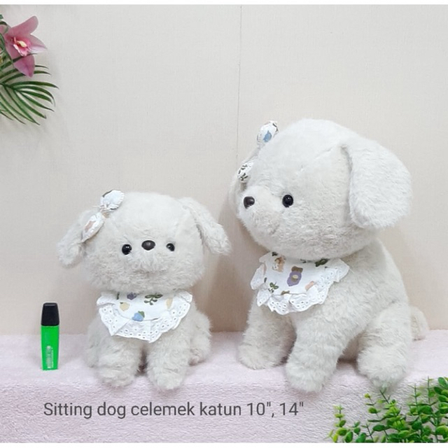 Boneka Sitting Dog Celemek - Boneka Dog