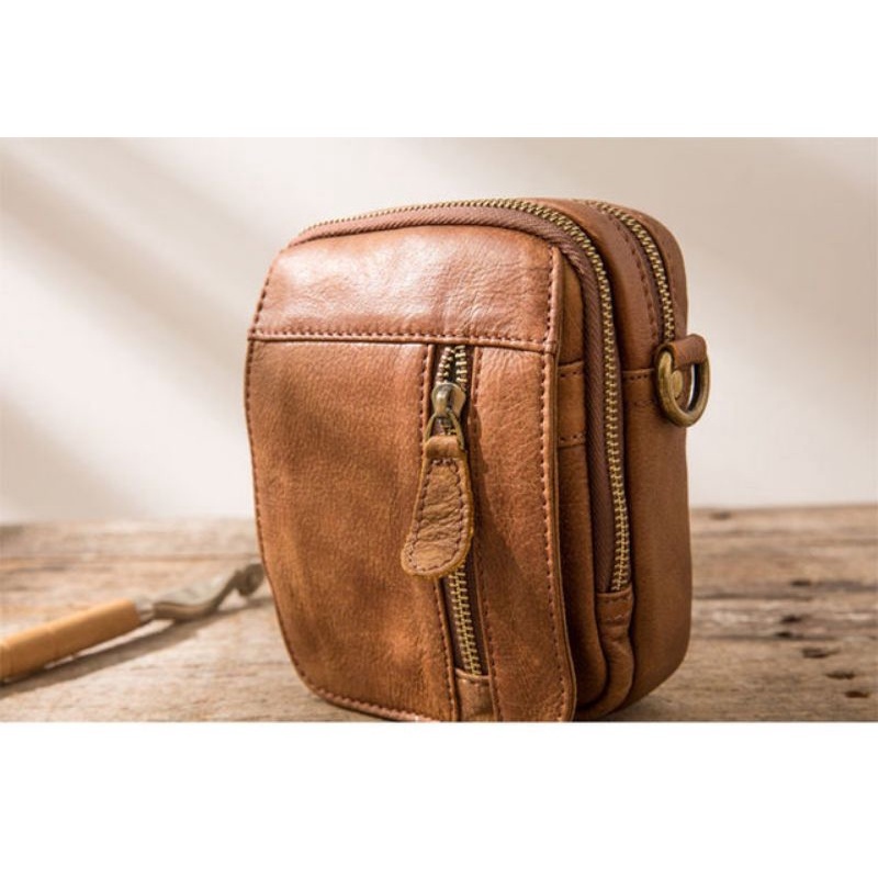 Tas selempang kulit asli - Tas mini kulit - Tas pria