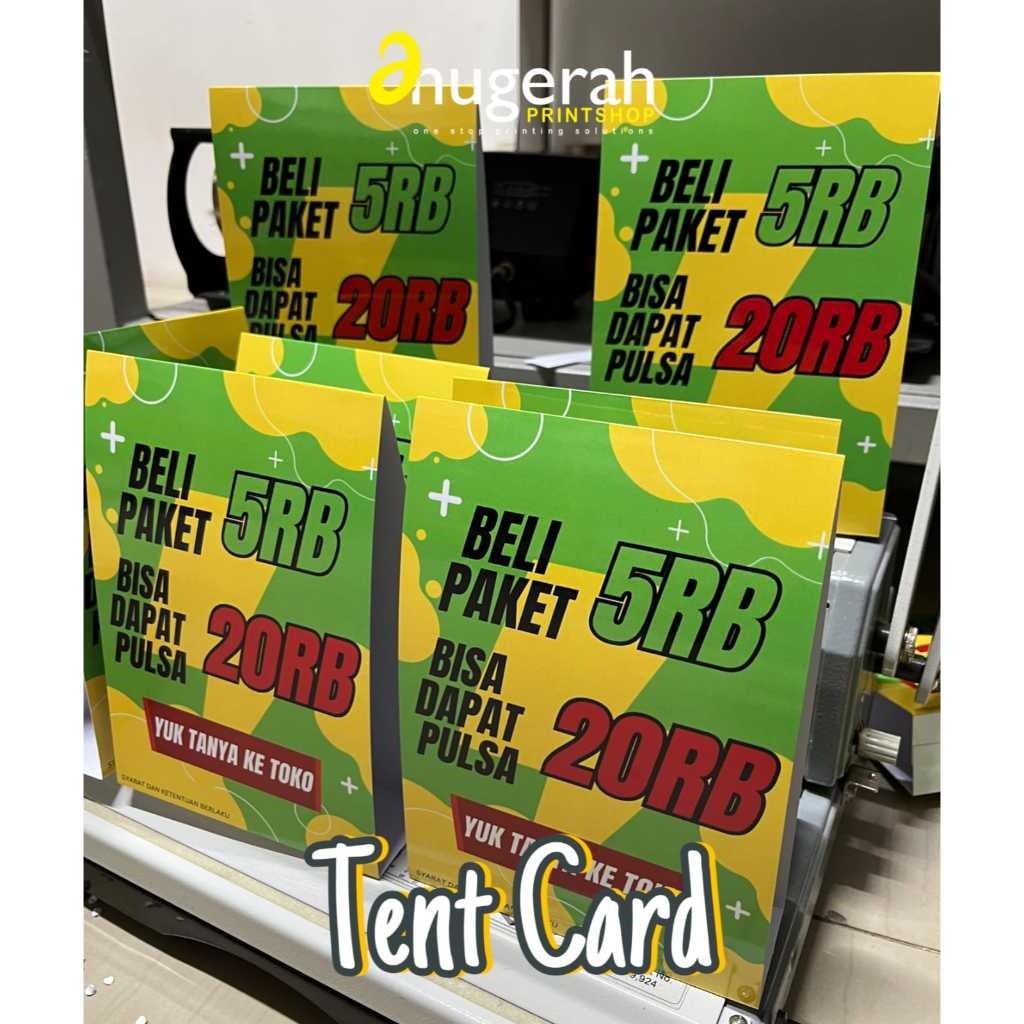 

Cetak Tent Card Segitiga / Tentcard Table Menu / Table Card Art Carton 260 gr Full Color Custom