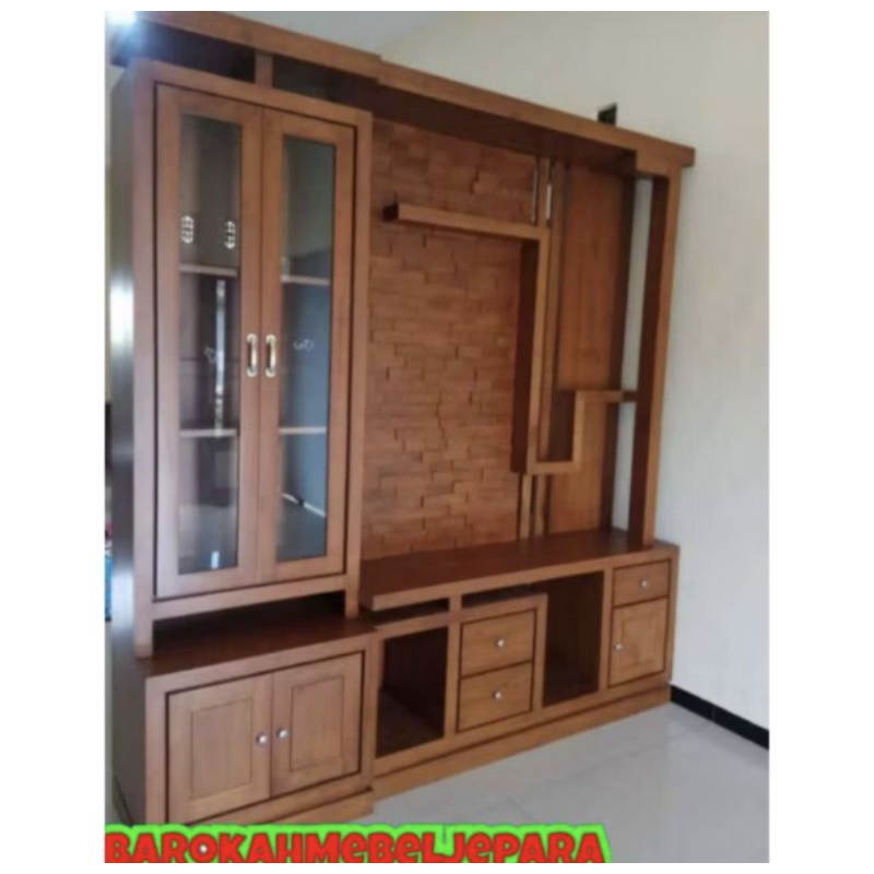 bufet tv custom ukuran 180 x 220 jati